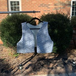 Floral Handmade Quilted Vest from Upcycled Materials - 100% Cotton, 100% Linen